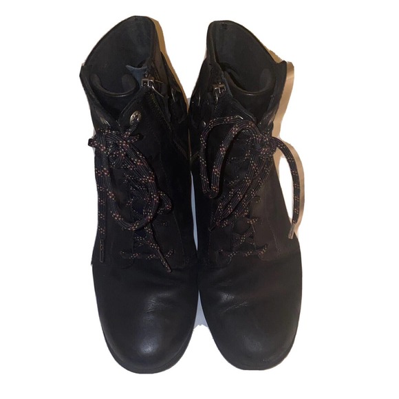 Teva Foxy stacked block heel‎ harness women Waterproof Zip Boots Size 11 Black - Picture 1 of 14